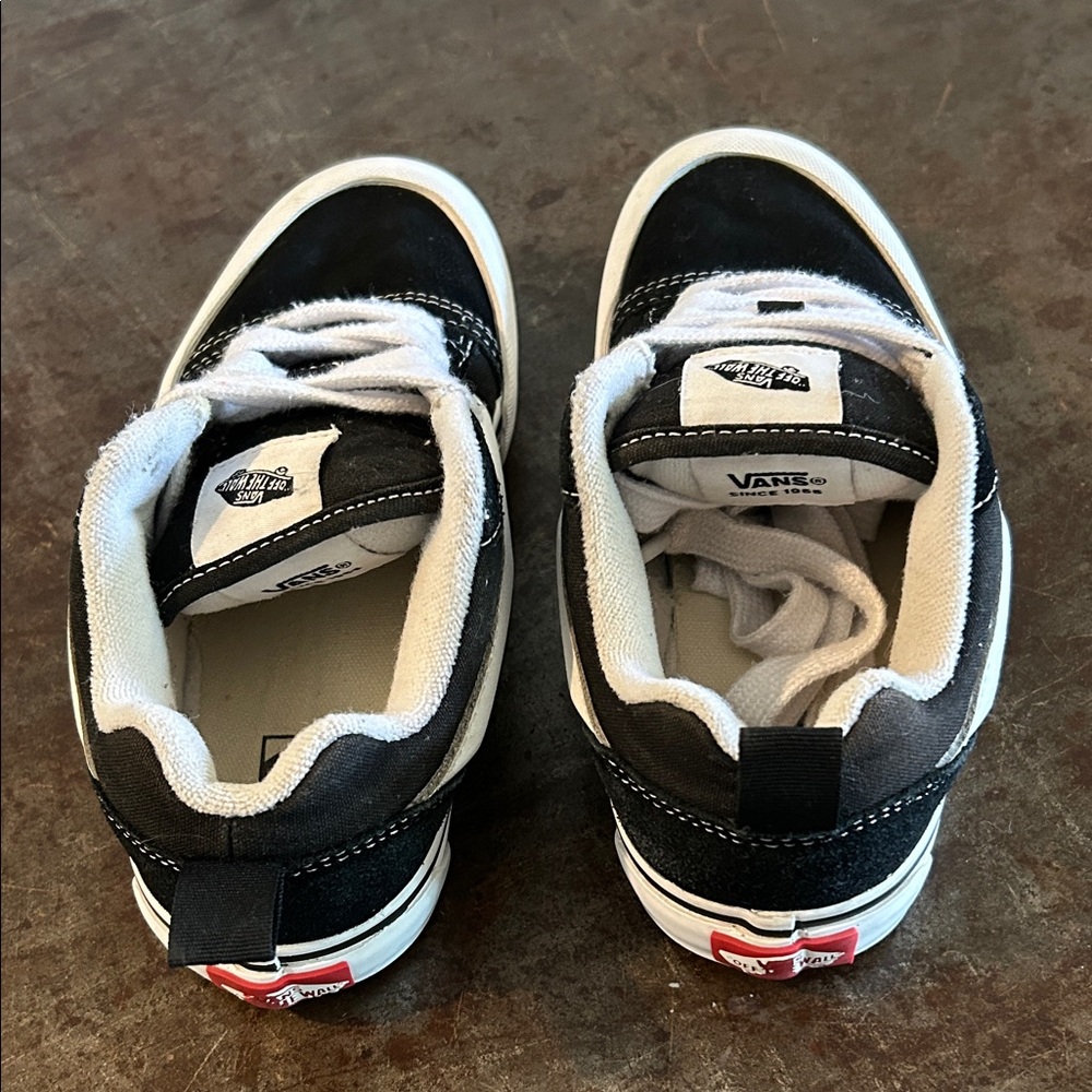 Vans Knu Skool Black and White Low-Top Skate Sneakers - Picture 9 of 14